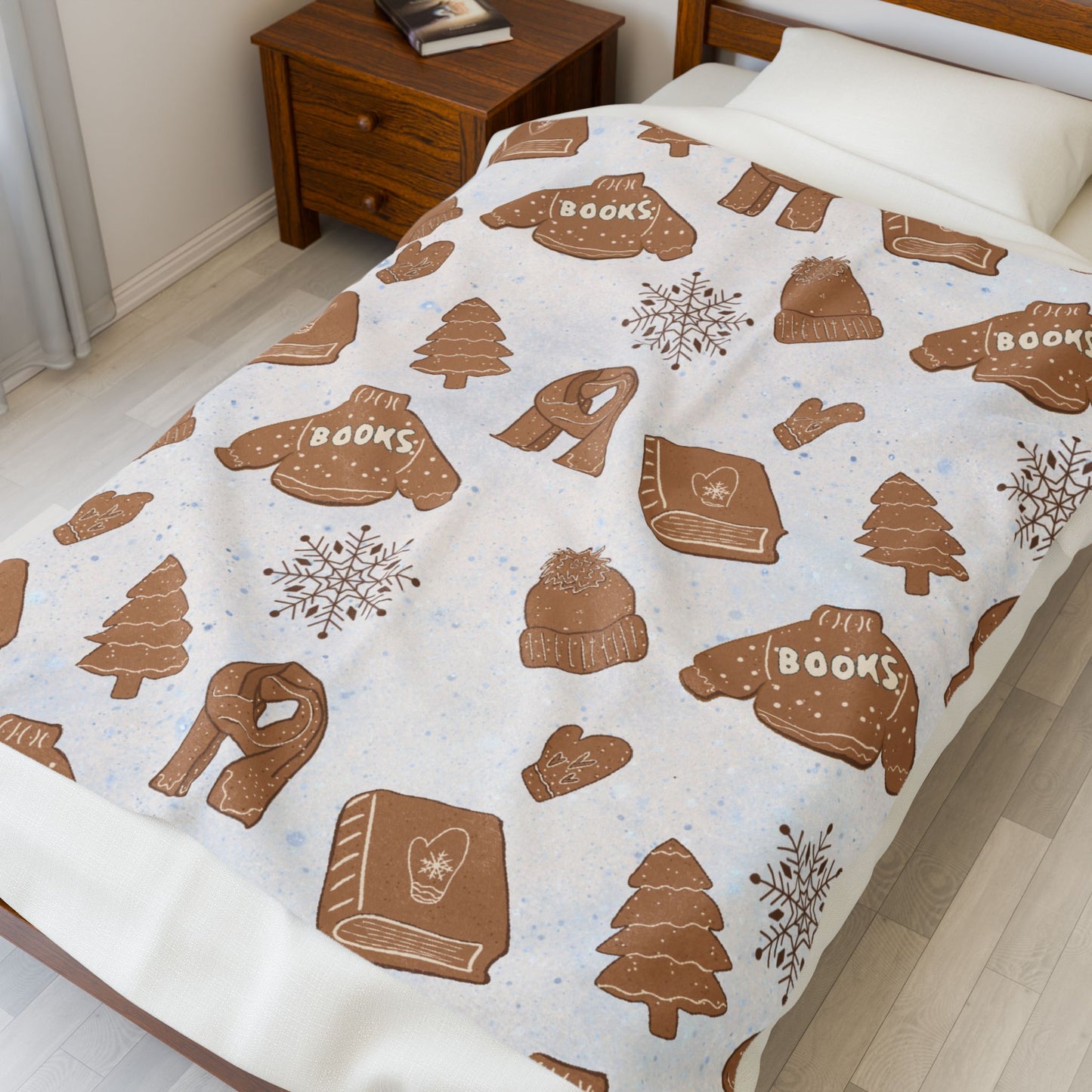 Bookish Gingerbread Velveteen Plush Blanket