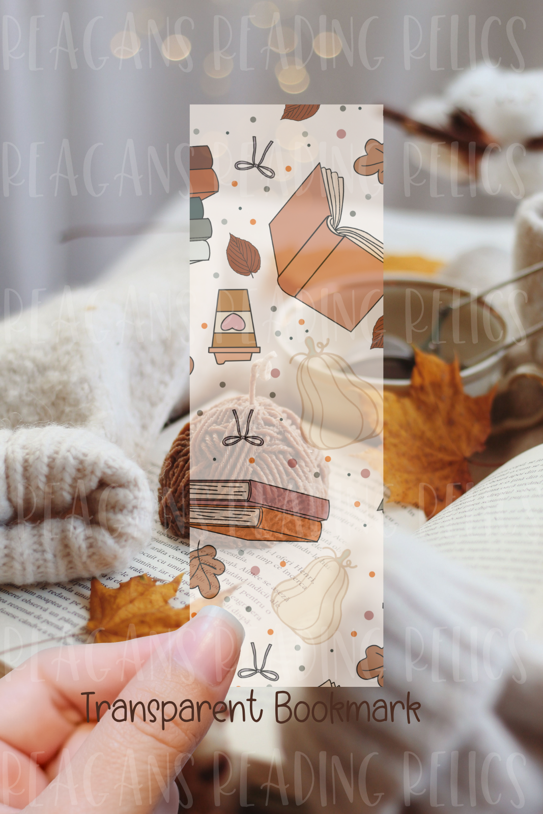 White pumpkin transparent bookmark