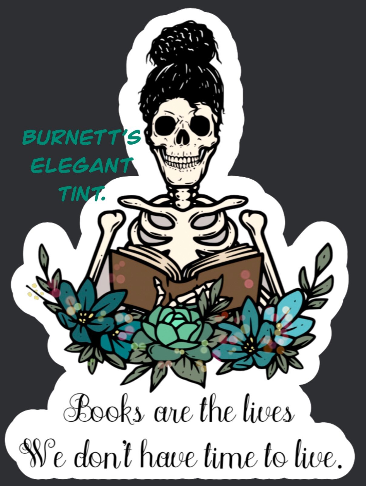 Skeletons with flowers and books sticker pack