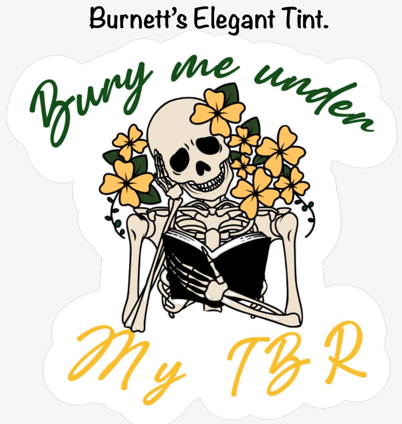 Skeletons with flowers and books sticker pack