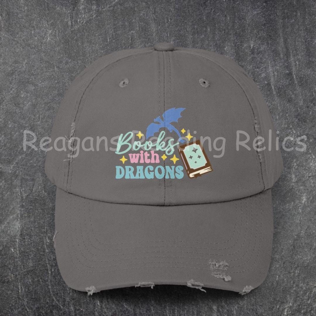 Books With Dragons Unisex Distressed Cap