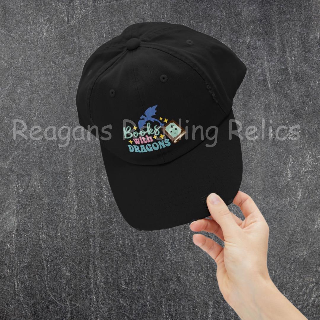 Books With Dragons Unisex Distressed Cap