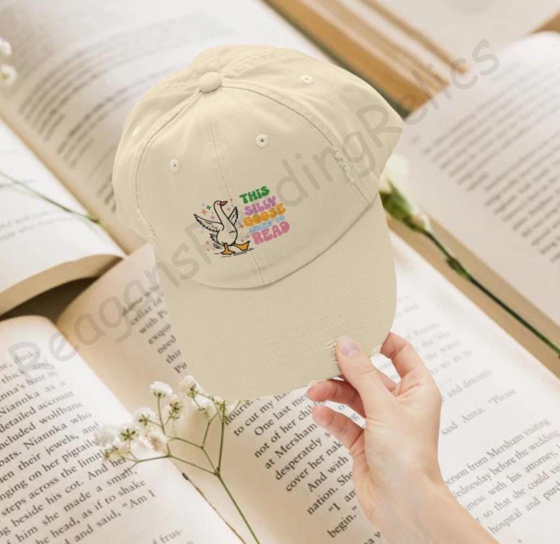 This Silly Goose likes to read Unisex Distressed Cap