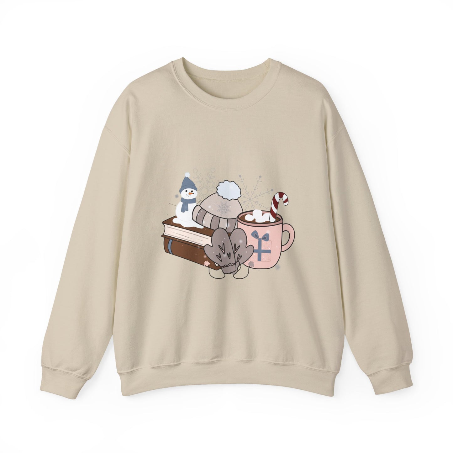 Cozy Winter bookstack  Unisex crew