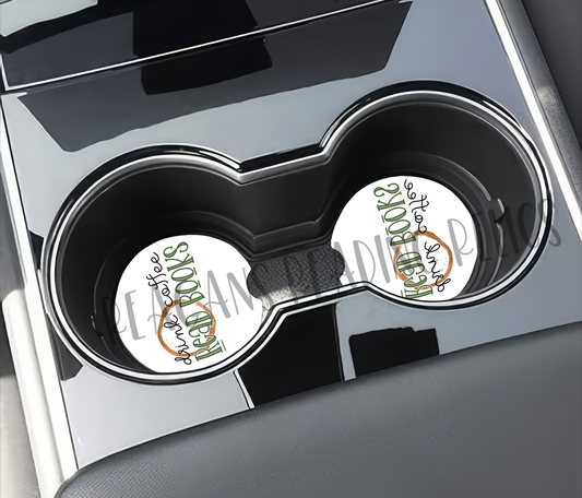 Drink Coffee Read Books Ceramic Car Coaster