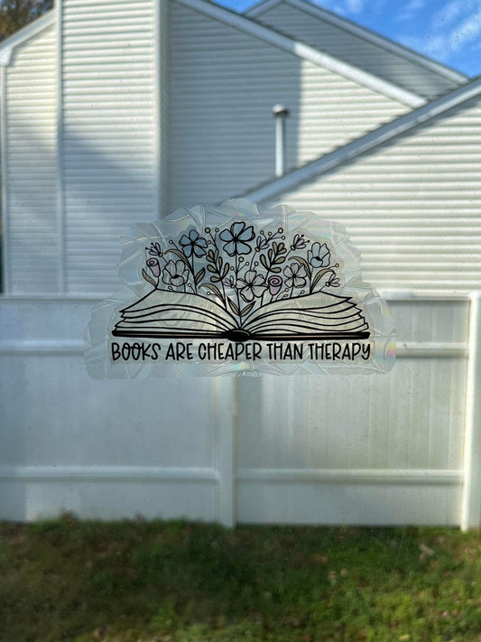 Books are cheaper than therapy window sticker