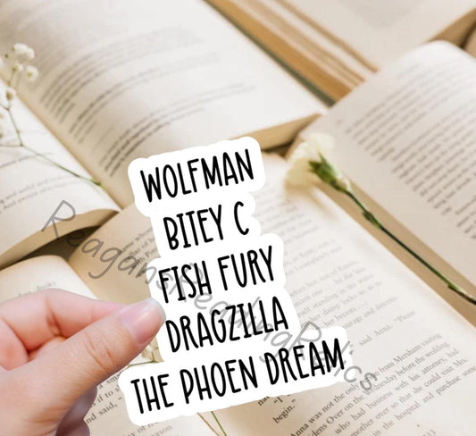 Officially Licensed Wolfman, Bitey C, Fish Fury, Dragzilla, The Phoen dream
