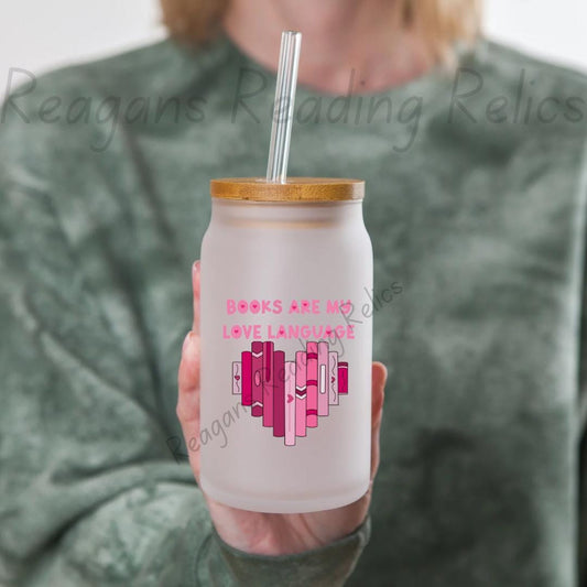 Books are my love language (book heart)  Frosted Tumbler