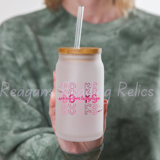 Books Books Books Books Are My Love Language Frosted Tumbler