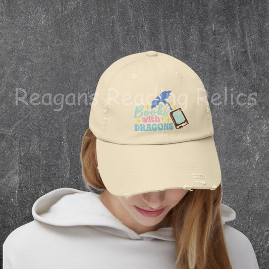 Books With Dragons Unisex Distressed Cap