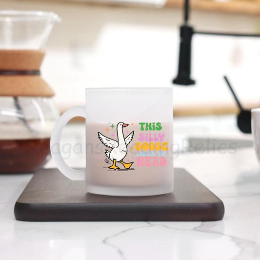 This silly goose likes to read Frosted Mug