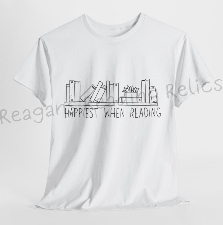 Happiest When Reading T-shirt Unisex Heavy Cotton Tee