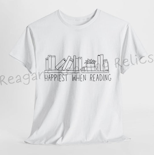 Happiest When Reading T-shirt Unisex Heavy Cotton Tee