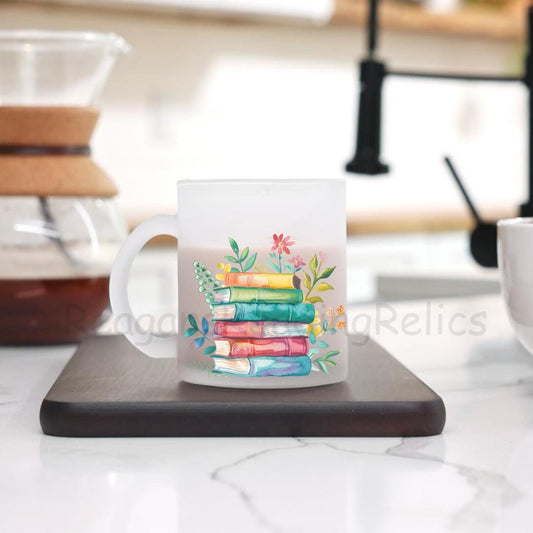 Watercolor Bookstack Frosted Mug